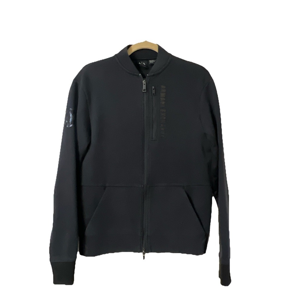 AX Armani Exchange Men‎ Black Full Zip Bomber Jacket Sweatshirt XS